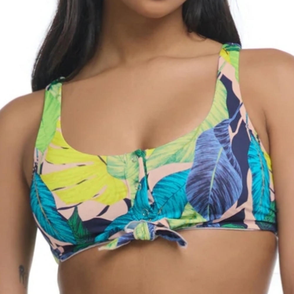 Body Glove Women's Kate Crop Bikini Top Swimsuit with Front Tie sz Medium nwt